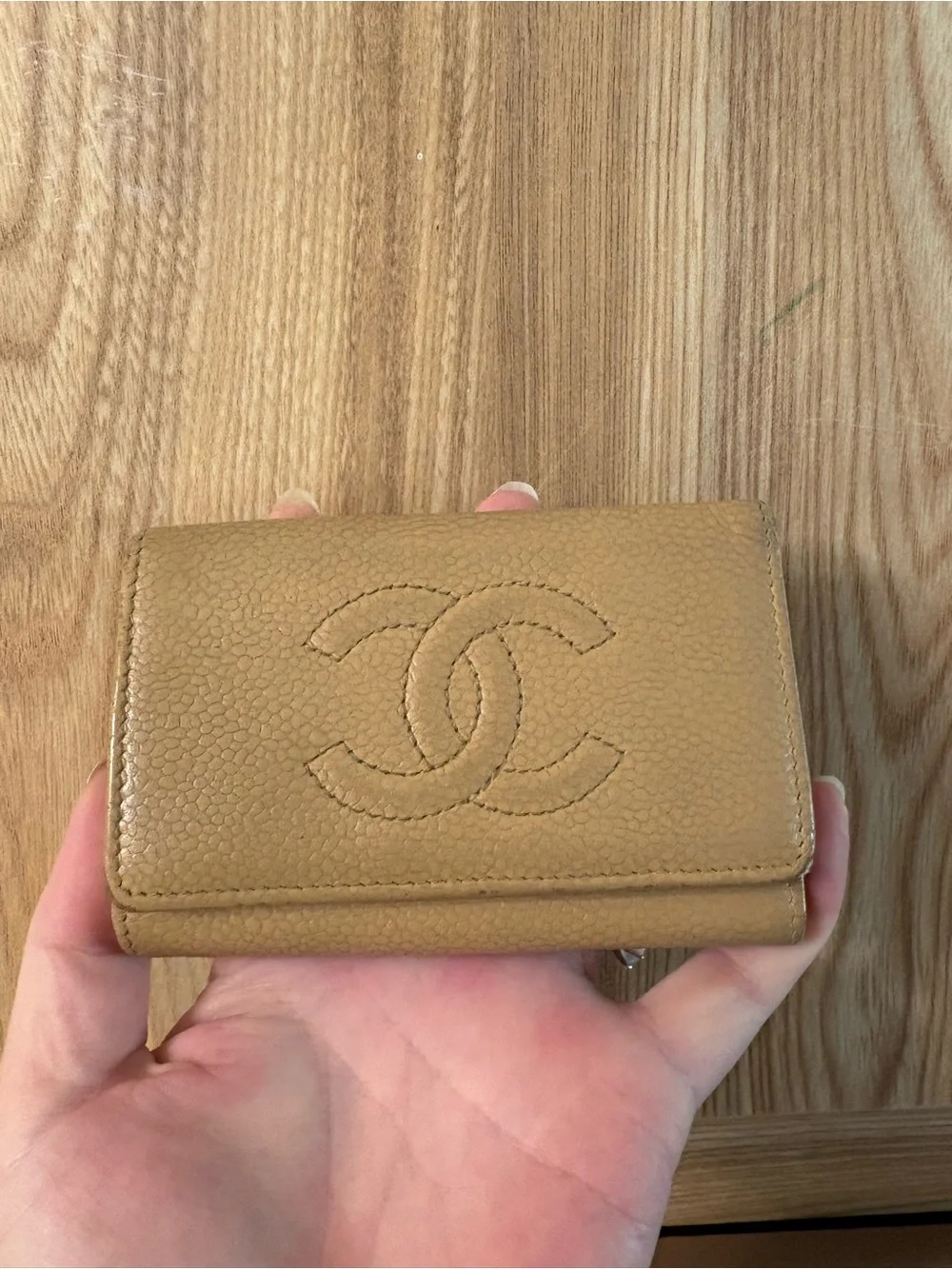 Auth Chanel Timeless CC Leather Key card Holder W/COA